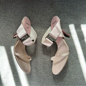 Vintage pink satin Dior sandal heels